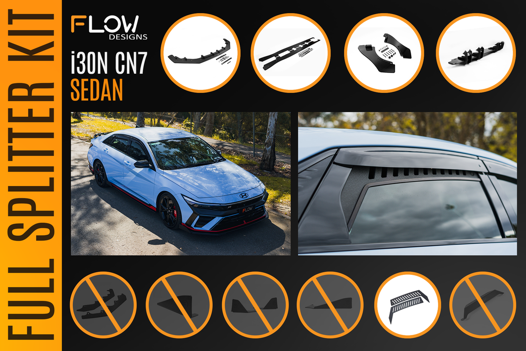 CN7 V2 Elantra N Sedan Facelift V2 - 2024 Full Lip Splitter Set-Flow Designs