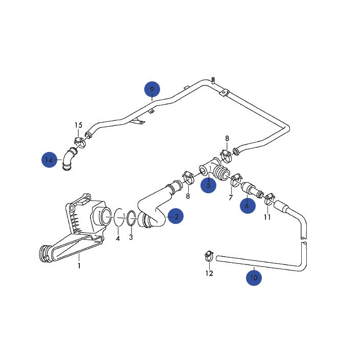 Breather Hose Kit, B5 Audi A4 & Volkswagen Passat 1.8T, AEB with Automatic Transmission & ATW, Reinforced Silicone