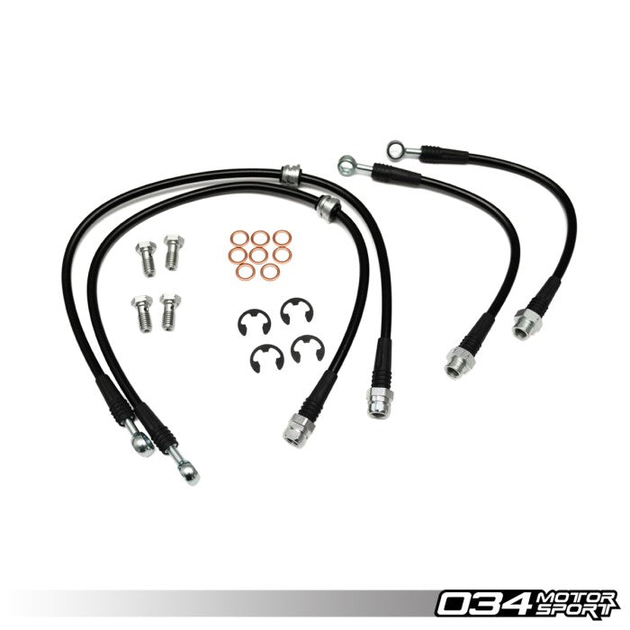 Stainless Steel Braided Brake Line Kit, 8P Audi A3 & MkVI Volkswagen Golf/Rabbit/GTI/Jetta/GLI w/ Bosch Calipers