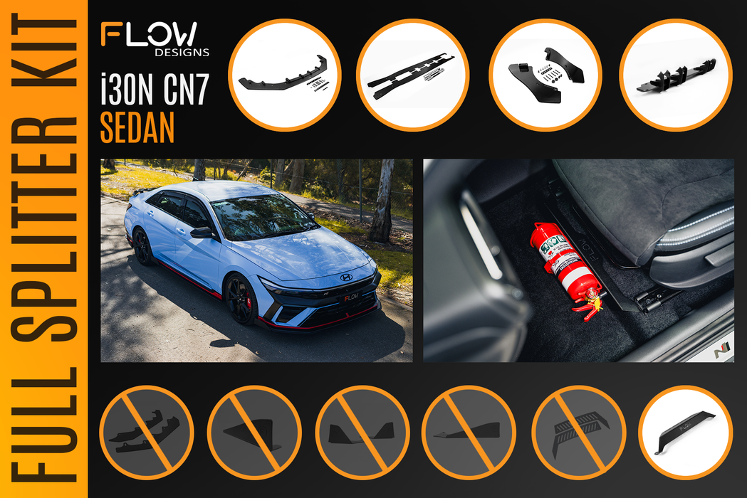 CN7 V2 i30N Sedan FL 2024 Full Lip Splitter Set-Flow Designs