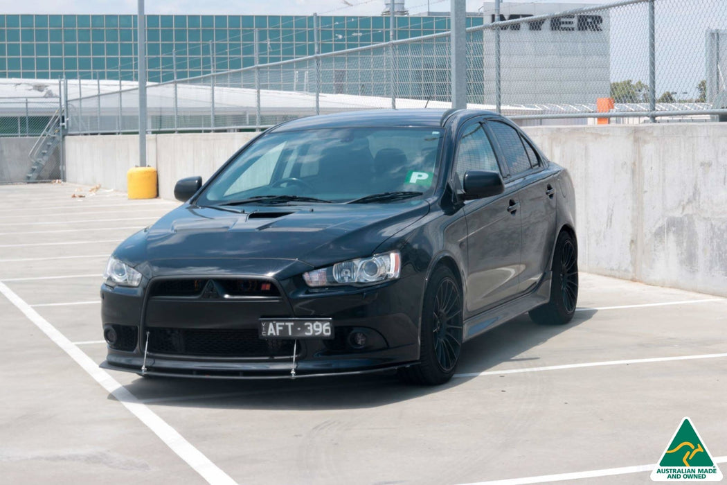 Lancer Ralliart CJ Front Splitter V2.5 With Support Rods-Flow Designs