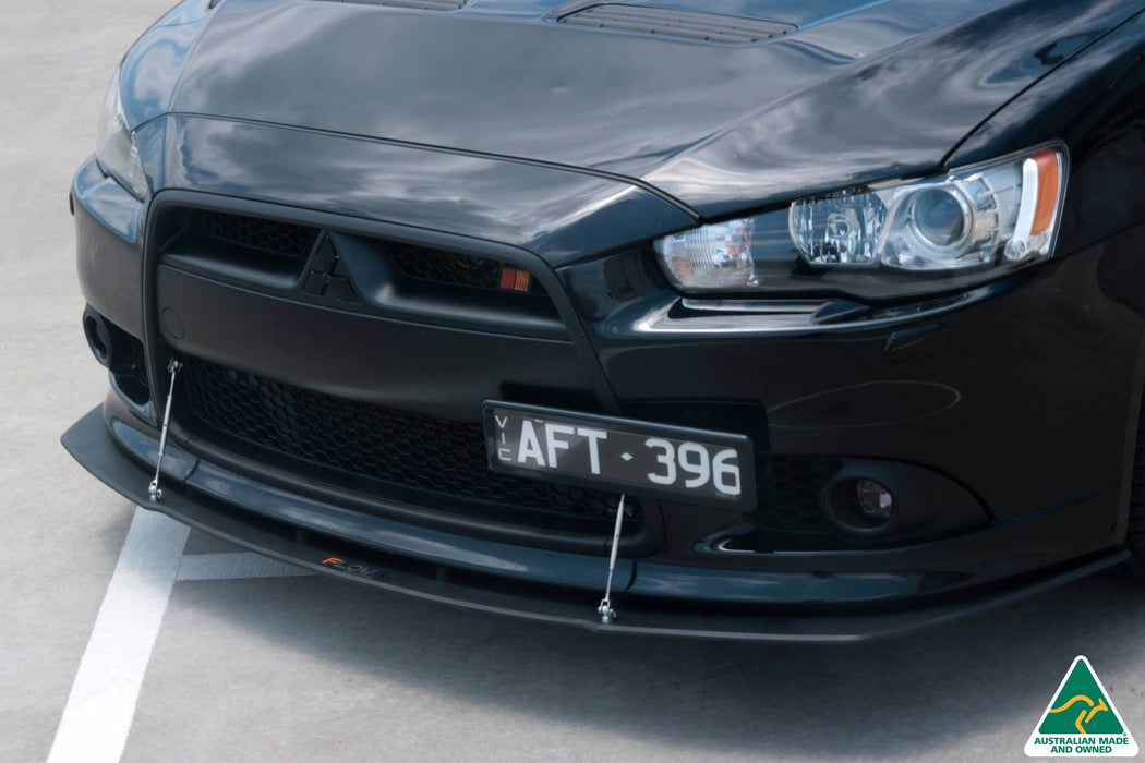 Lancer Ralliart CJ Front Splitter V2.5 With Support Rods-Flow Designs