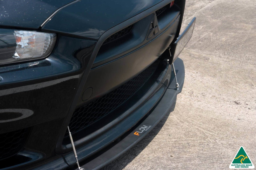 Lancer Ralliart CJ Front Splitter V2.5 With Support Rods-Flow Designs