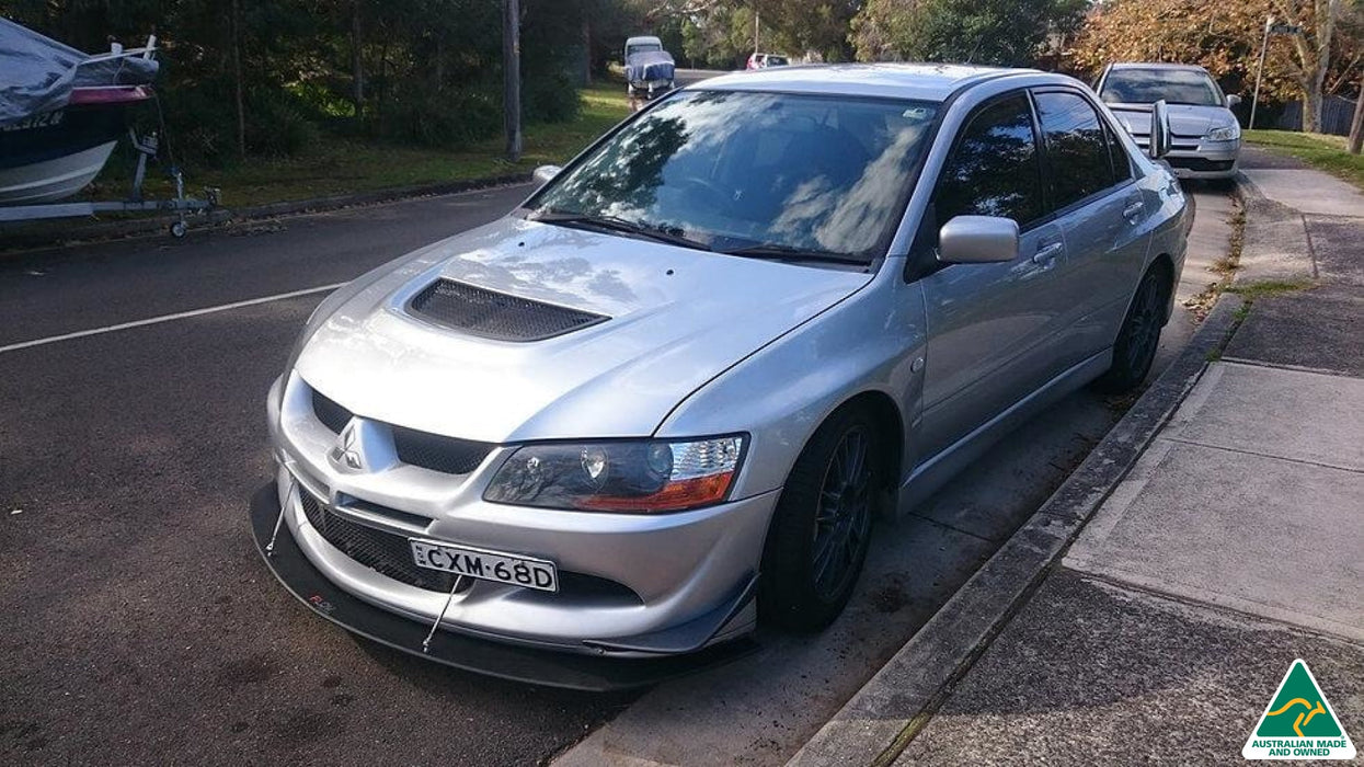 Lancer Evolution VIII Front Lip Splitter With Support Rods-Flow Designs