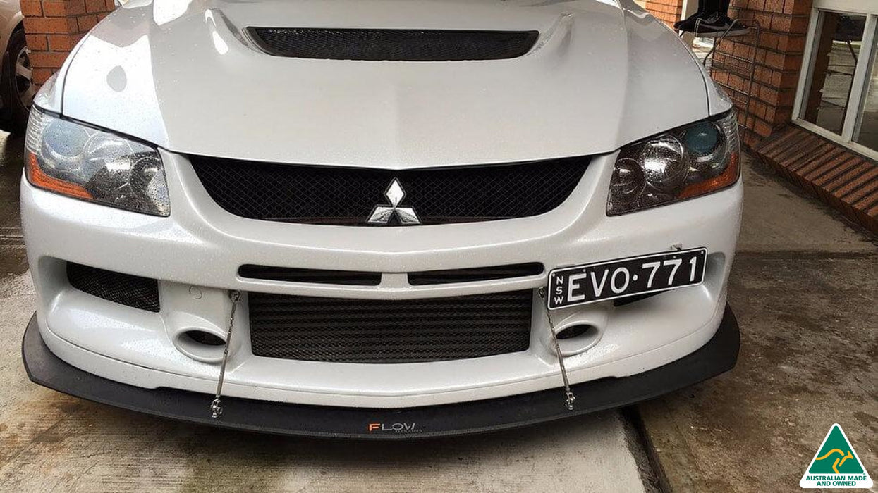 Lancer Evolution IX Front Lip Splitter With Support Rods-Flow Designs