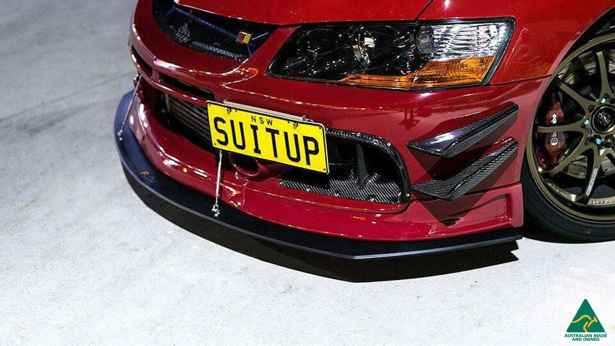 Lancer Evolution IX Front Lip Splitter With Support Rods-Flow Designs