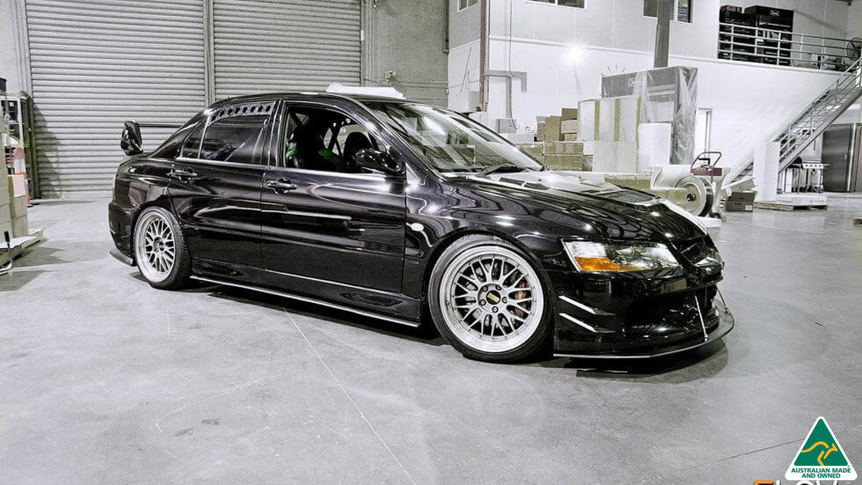 Lancer Evolution IX Front Lip Splitter With Support Rods-Flow Designs