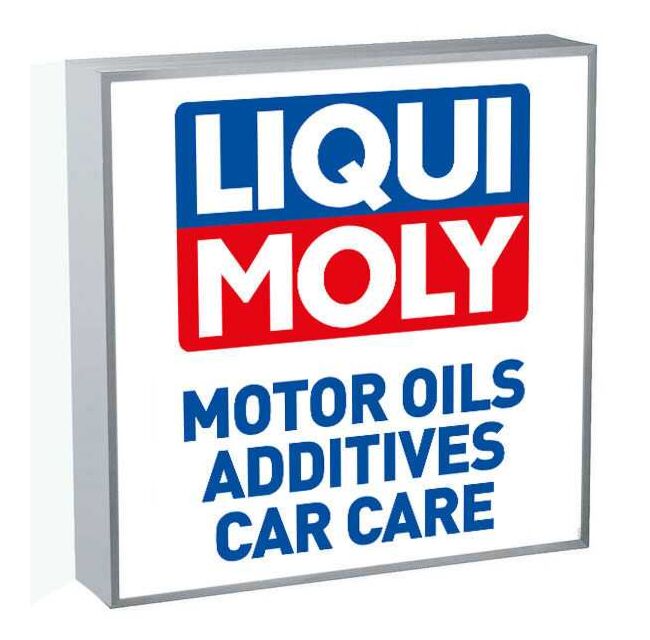 Illuminated outside sign "Motor Oils, Additives, Car Care" (80 x 80 cm)* | LIQUI MOLY - Harrys Euro