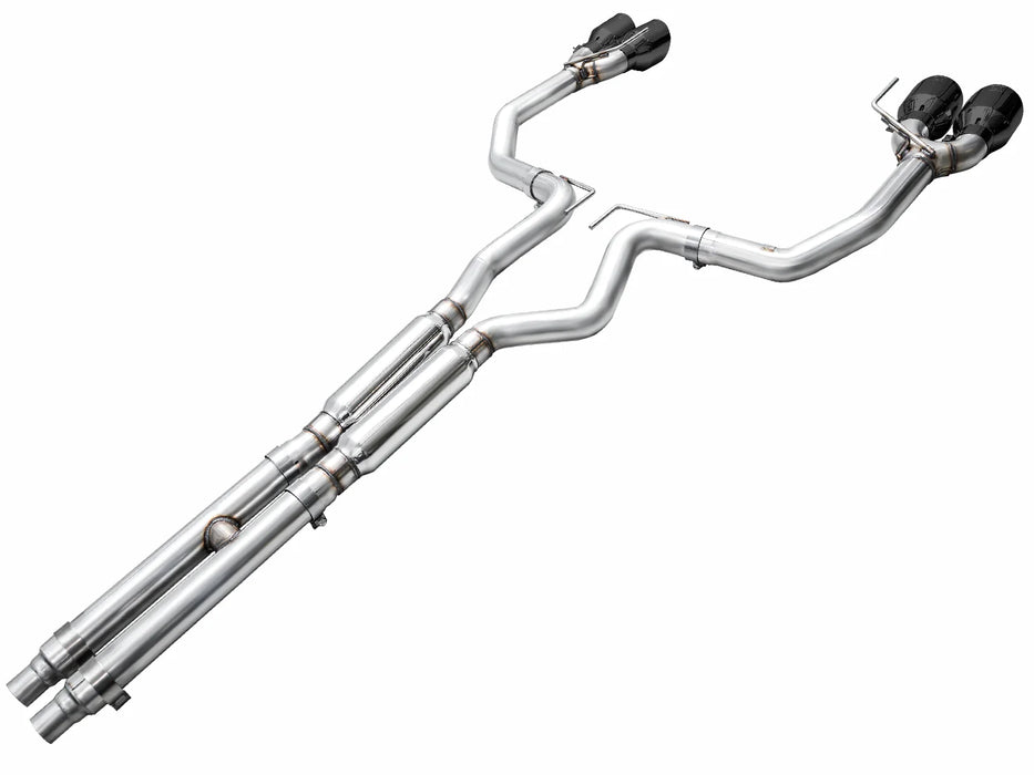 AWE Track Edition Exhaust for S650 Ford Mustang Dark Horse - Quad Diamond Black Tips