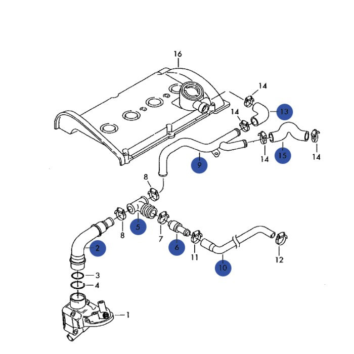 Breather Hose Kit, MkIV Volkswagen & 8N/8L Audi 1.8T AWD/ATC, Reinforced Silicone - 034-101-3005