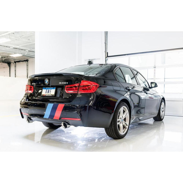 AWE BMW F3X 340i Touring Edition Axle-Back Exhaust - Diamond Black Tips (102mm)