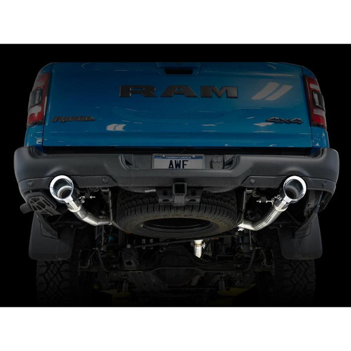 AWE 19-21 RAM 1500 5.7L (w/Cutouts) 0FG Dual Rear Exit Cat-Back Exhaust - Chrome Silver Tips