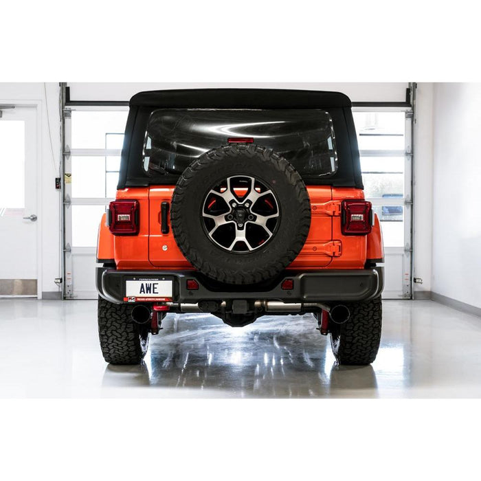 AWE 2018+ Jeep Wrangler JL/JLU Tread Edition Axle-Back Dual Exhaust - Diamond Black Tips