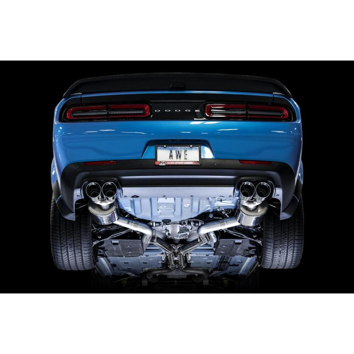 AWE 2015+ Dodge Challenger 6.4L/6.2L SC Track Edition Exhaust - Quad Chrome Silver Tips