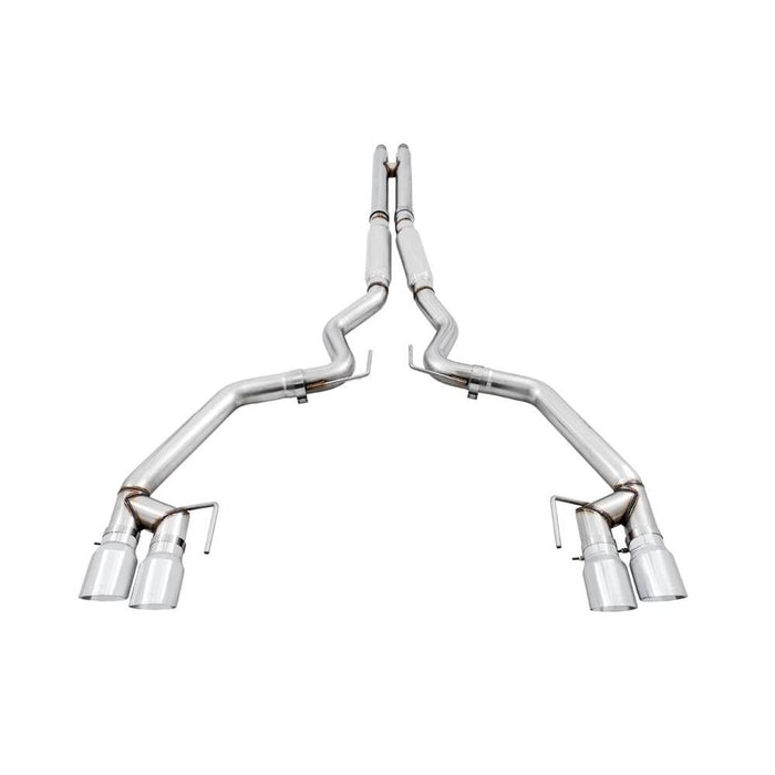 AWE 2018+ Ford Mustang GT (S550) Cat-back Exhaust - Track Edition (Quad Chrome Silver Tips)