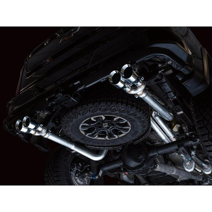 AWE 0FG Catback Exhaust for Silverado ZR2/Sierra AT4X - Quad Chrome Silver Tips