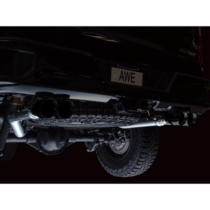 AWE 0FG Catback Exhaust for Silverado ZR2/Sierra AT4X - Quad Diamond Black Tips