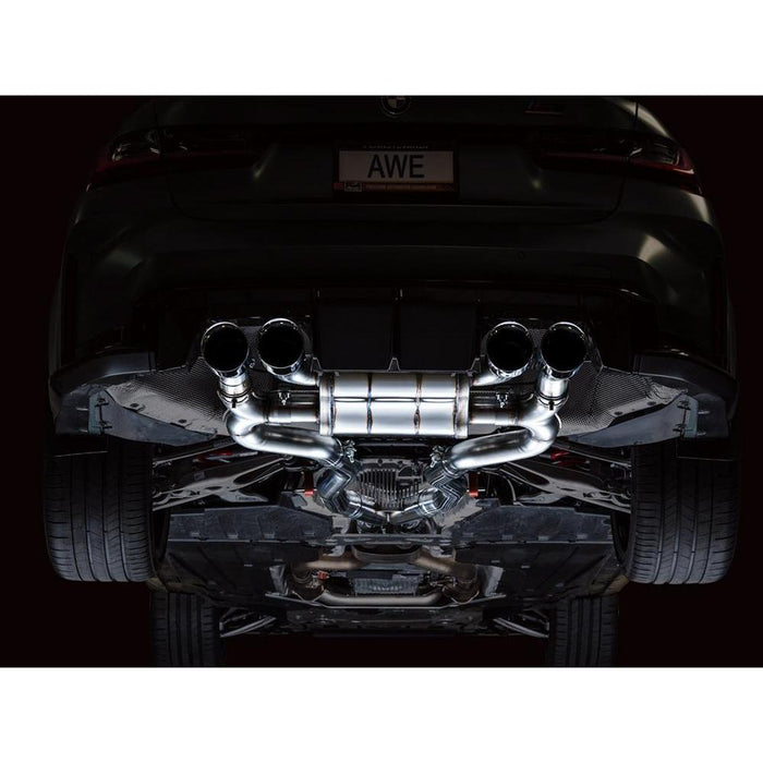 AWE SwitchPath Catback Exhaust for BMW G8X M3/M4 - Chrome Silver Tips