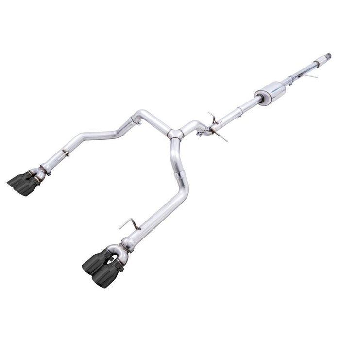 AWE 0FG Catback Split Rear Exit Exhaust for 4th Gen Silverado/Sierra 1500 5.3L (With Bumper Cutouts) - Quad Diamond Black Tips