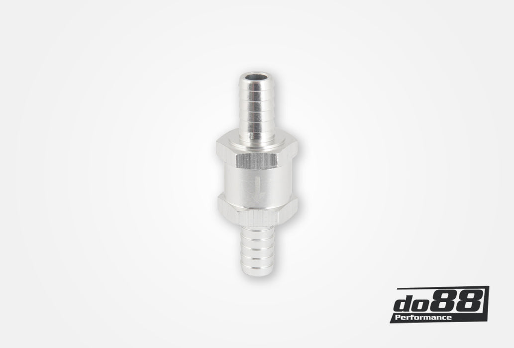One way non return valve for 6mm hose, Aluminium
