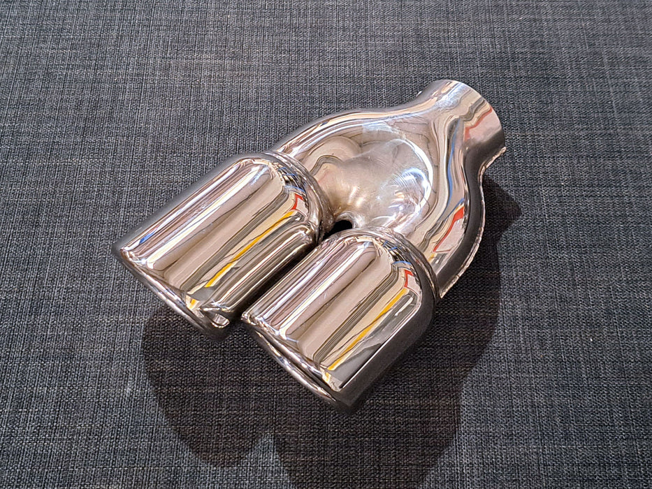 CP6 Twin 3inch Slash Cut Inrolled Tailpipe - R/H - Harrys Euro