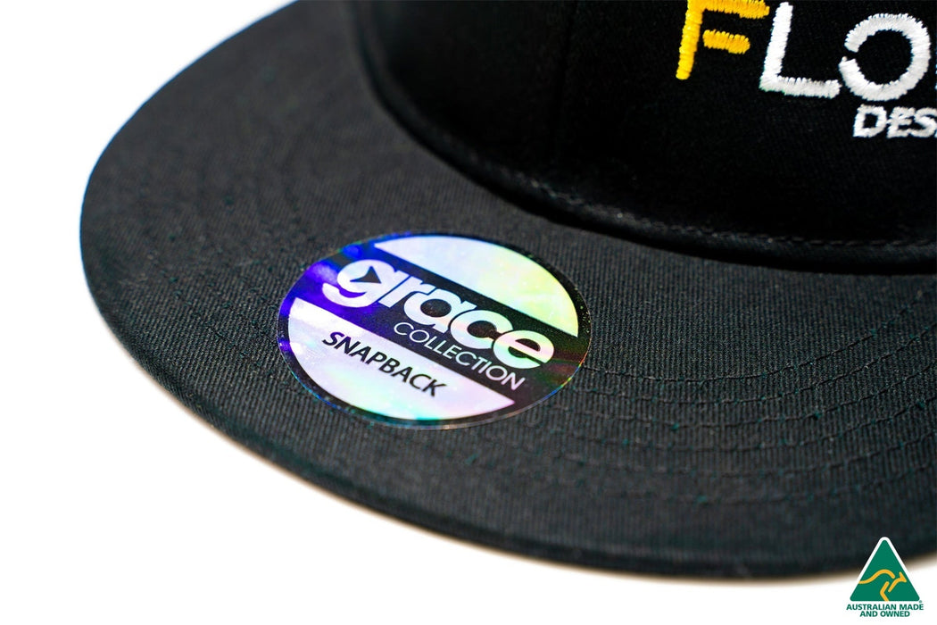 Flow Designs Embroided Snapback Hat (Black)-Flow Designs
