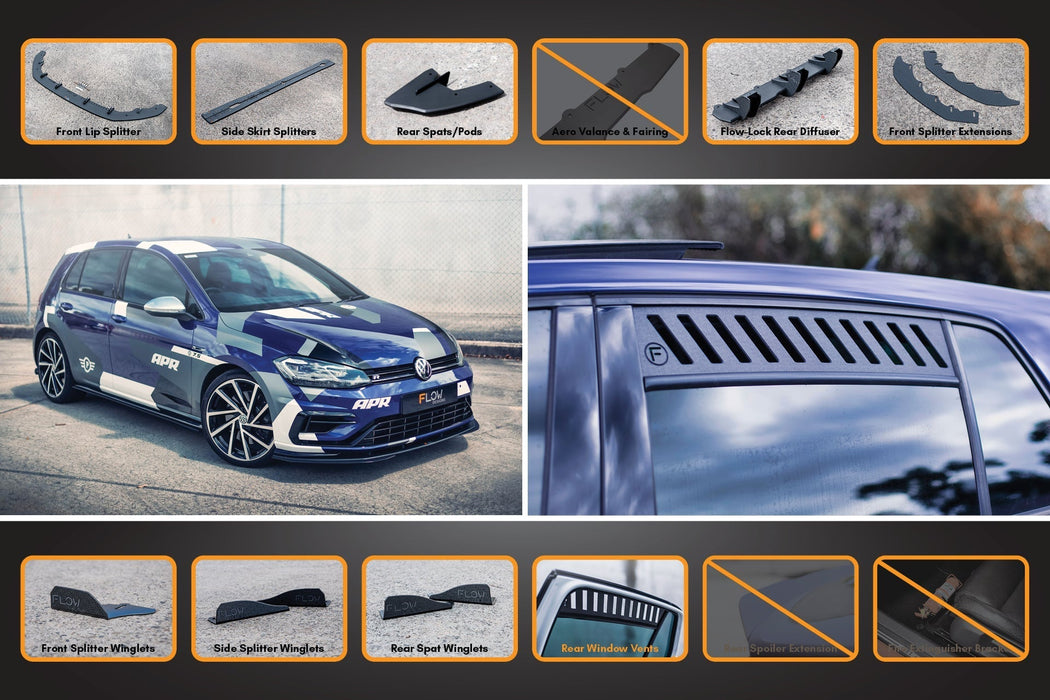 MK7.5 Golf R Full Lip Splitter Set with Flow-Lock Rear Diffuser-Flow Designs