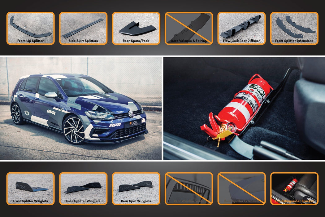 MK7.5 Golf R Full Lip Splitter Set with Flow-Lock Rear Diffuser-Flow Designs