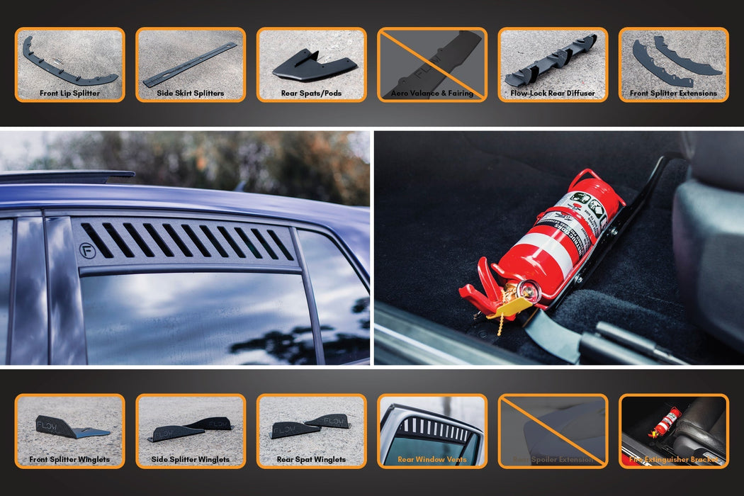 MK7.5 Golf R Full Lip Splitter Set with Flow-Lock Rear Diffuser-Flow Designs