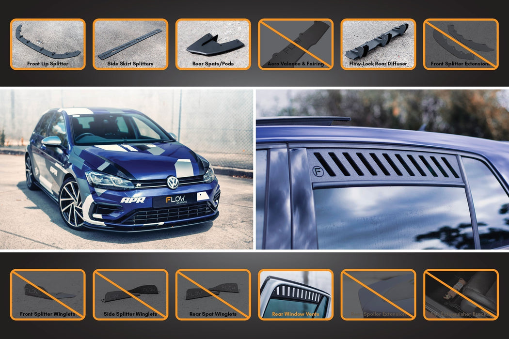 MK7.5 Golf R Full Lip Splitter Set with Flow-Lock Rear Diffuser-Flow Designs