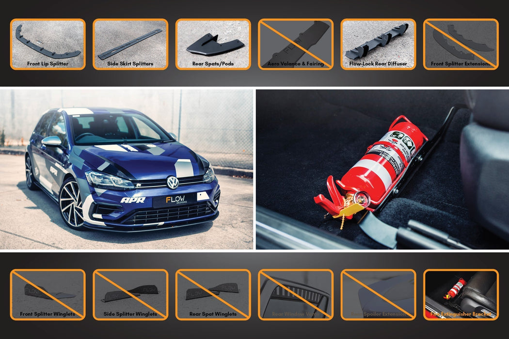 MK7.5 Golf R Full Lip Splitter Set with Flow-Lock Rear Diffuser-Flow Designs