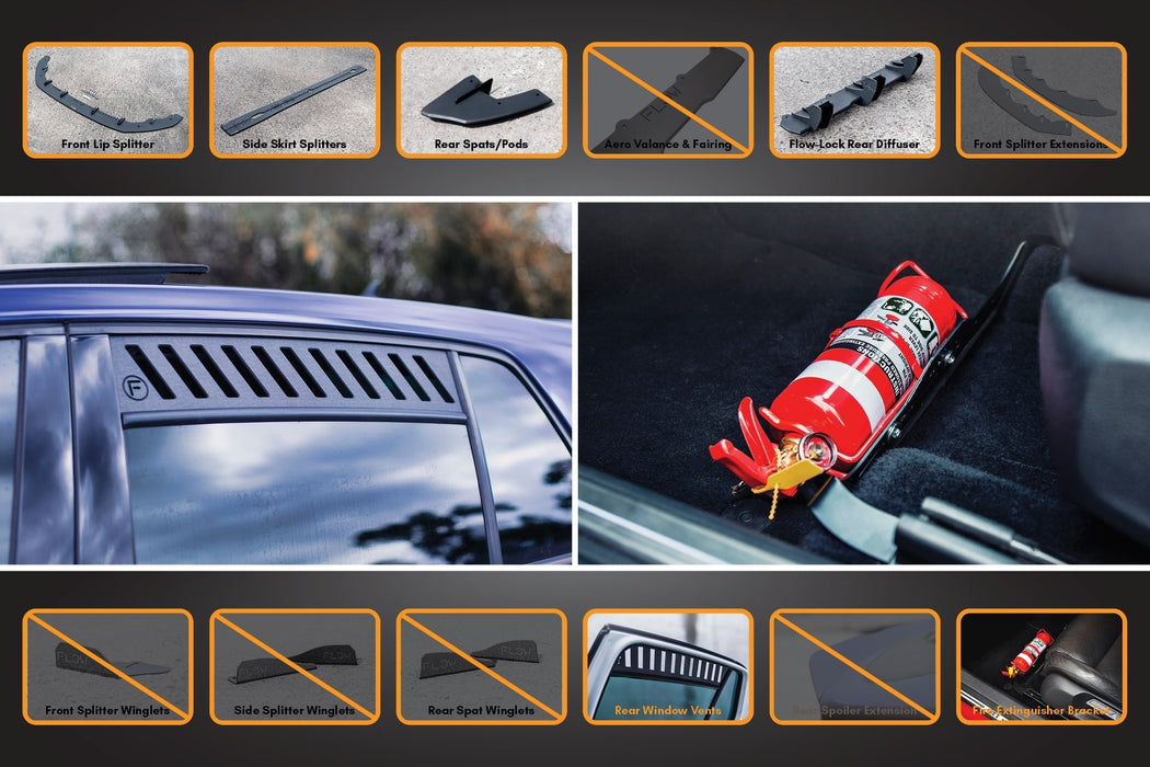MK7.5 Golf R Full Lip Splitter Set with Flow-Lock Rear Diffuser-Flow Designs