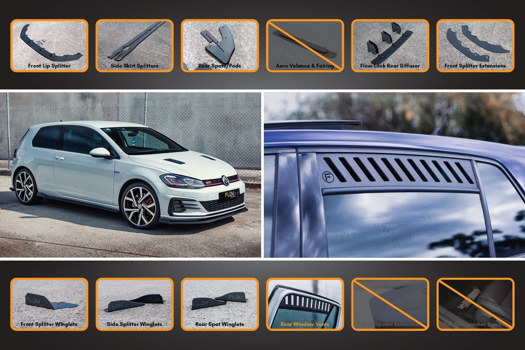 MK7.5 Golf GTI Full Lip Splitter Set with Flow-Lock Rear Diffuser-Flow Designs