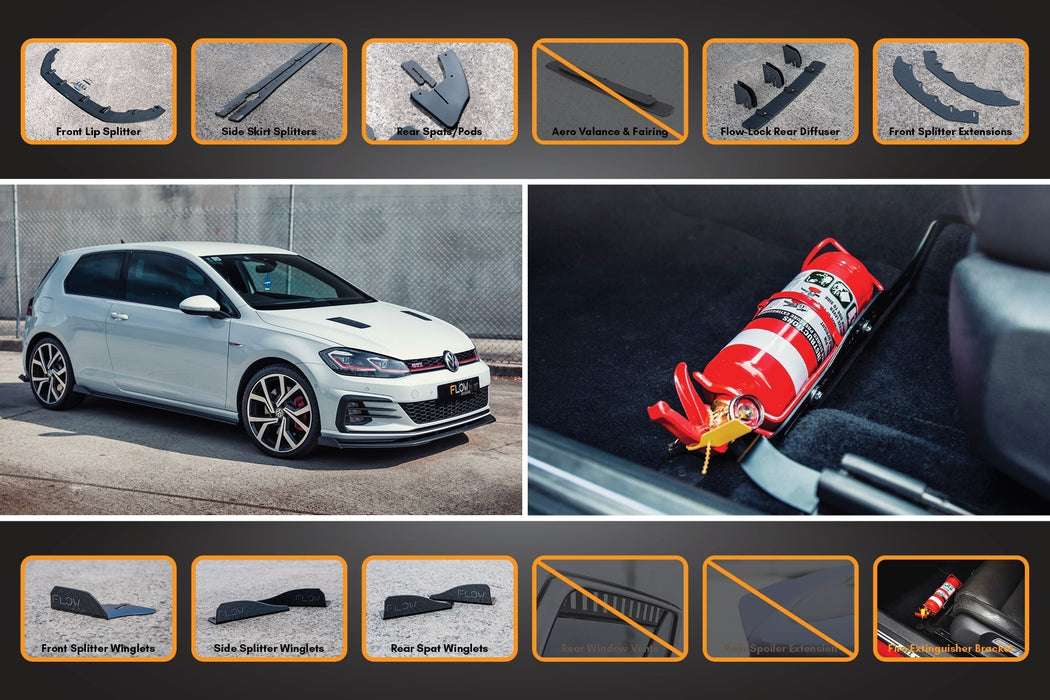 MK7.5 Golf GTI Full Lip Splitter Set with Flow-Lock Rear Diffuser-Flow Designs