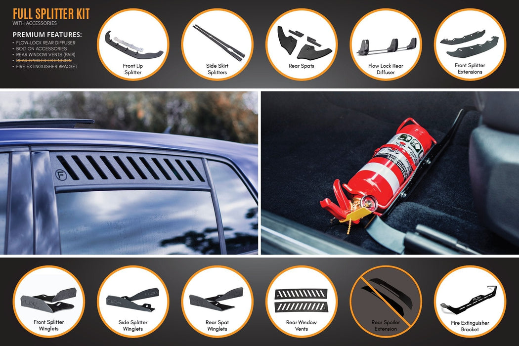 MK7 Golf GTI Full Lip Splitter Set with Flow-Lock Rear Diffuser-Flow Designs