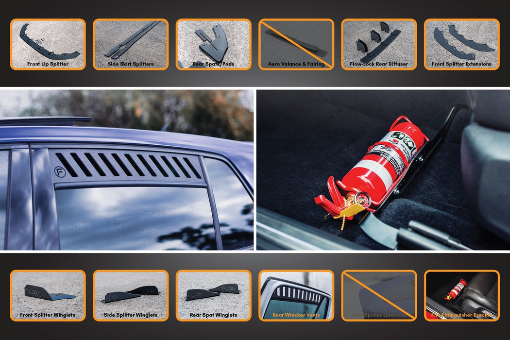 MK7.5 Golf GTI Full Lip Splitter Set with Flow-Lock Rear Diffuser-Flow Designs