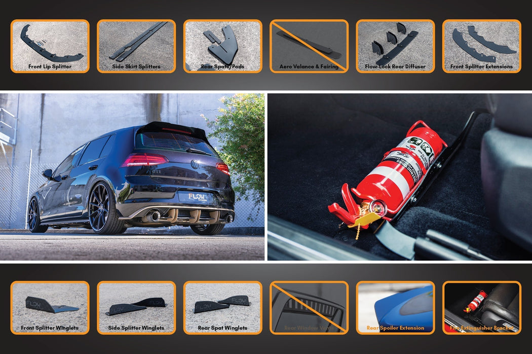 MK7.5 Golf GTI Full Lip Splitter Set with Flow-Lock Rear Diffuser-Flow Designs