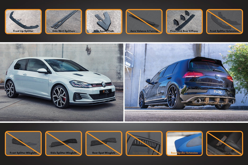 MK7.5 Golf GTI Full Lip Splitter Set with Flow-Lock Rear Diffuser-Flow Designs
