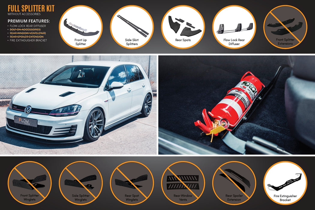 MK7 Golf GTI Full Lip Splitter Set with Flow-Lock Rear Diffuser-Flow Designs