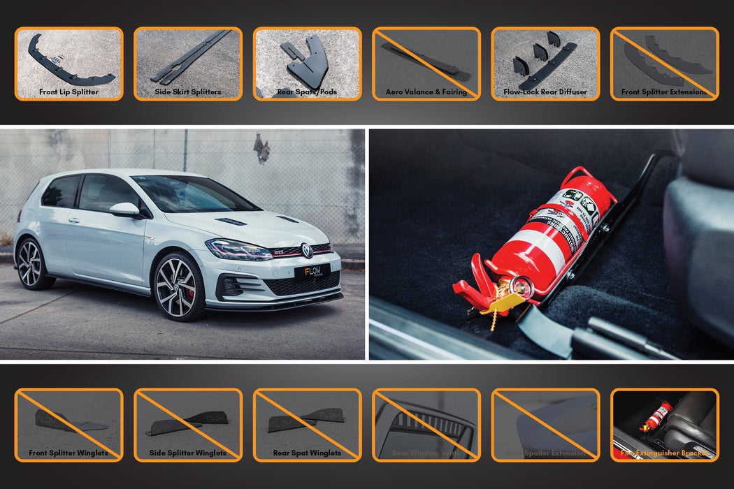 MK7.5 Golf GTI Full Lip Splitter Set with Flow-Lock Rear Diffuser-Flow Designs