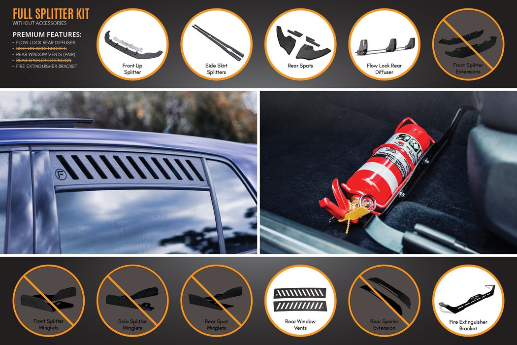 MK7 Golf GTI Full Lip Splitter Set with Flow-Lock Rear Diffuser-Flow Designs
