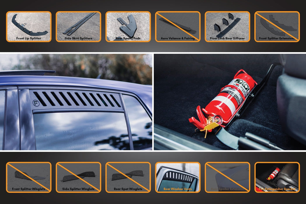 MK7.5 Golf GTI Full Lip Splitter Set with Flow-Lock Rear Diffuser-Flow Designs