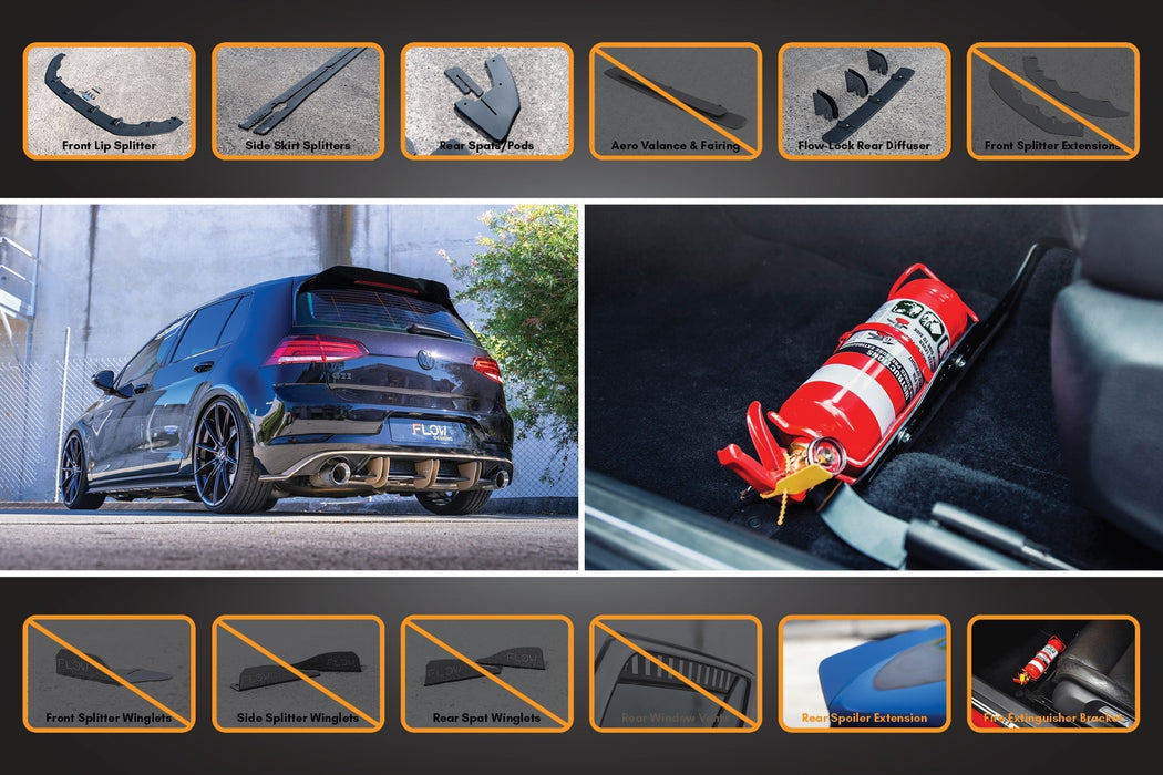 MK7.5 Golf GTI Full Lip Splitter Set with Flow-Lock Rear Diffuser-Flow Designs