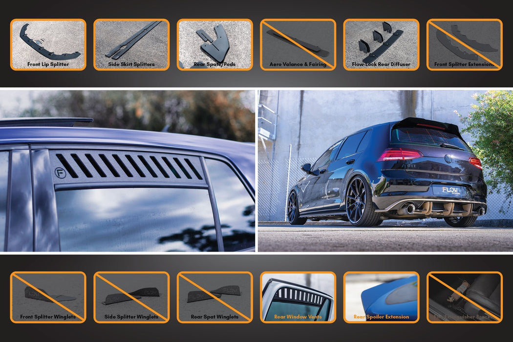 MK7.5 Golf GTI Full Lip Splitter Set with Flow-Lock Rear Diffuser-Flow Designs