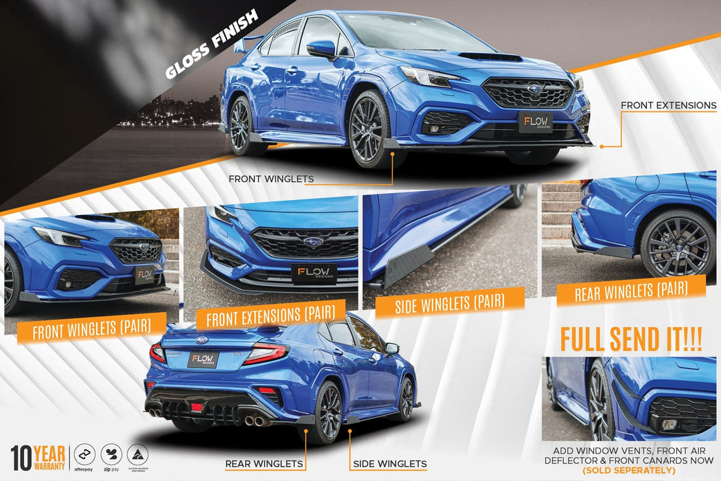 VB WRX Full Lip Splitter Set (GLOSS BLACK)-Flow Designs