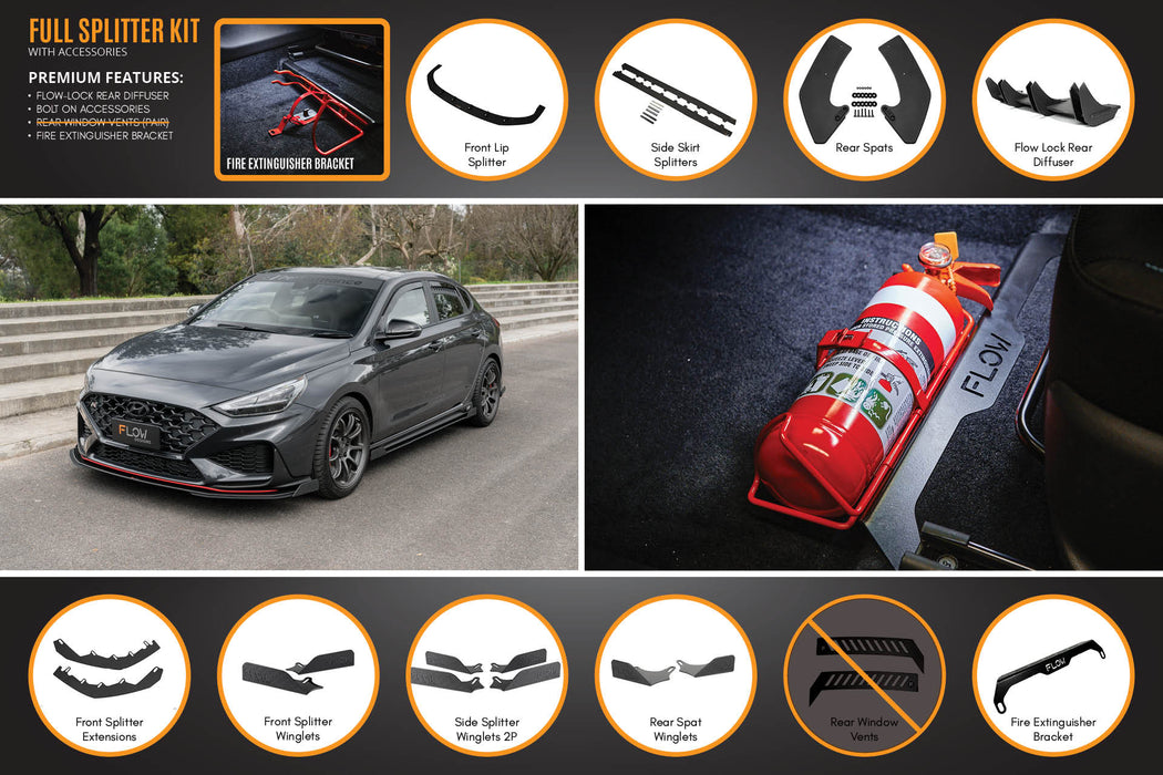 i30N Fastback PD FL 2022+ Full Lip Splitter Set-Flow Designs