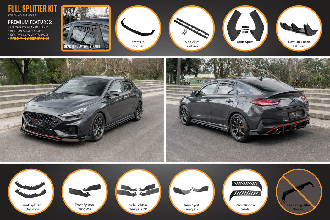 i30N Fastback PD FL 2022+ Full Lip Splitter Set-Flow Designs