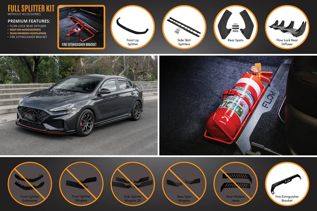 i30N Fastback PD FL 2022+ Full Lip Splitter Set-Flow Designs