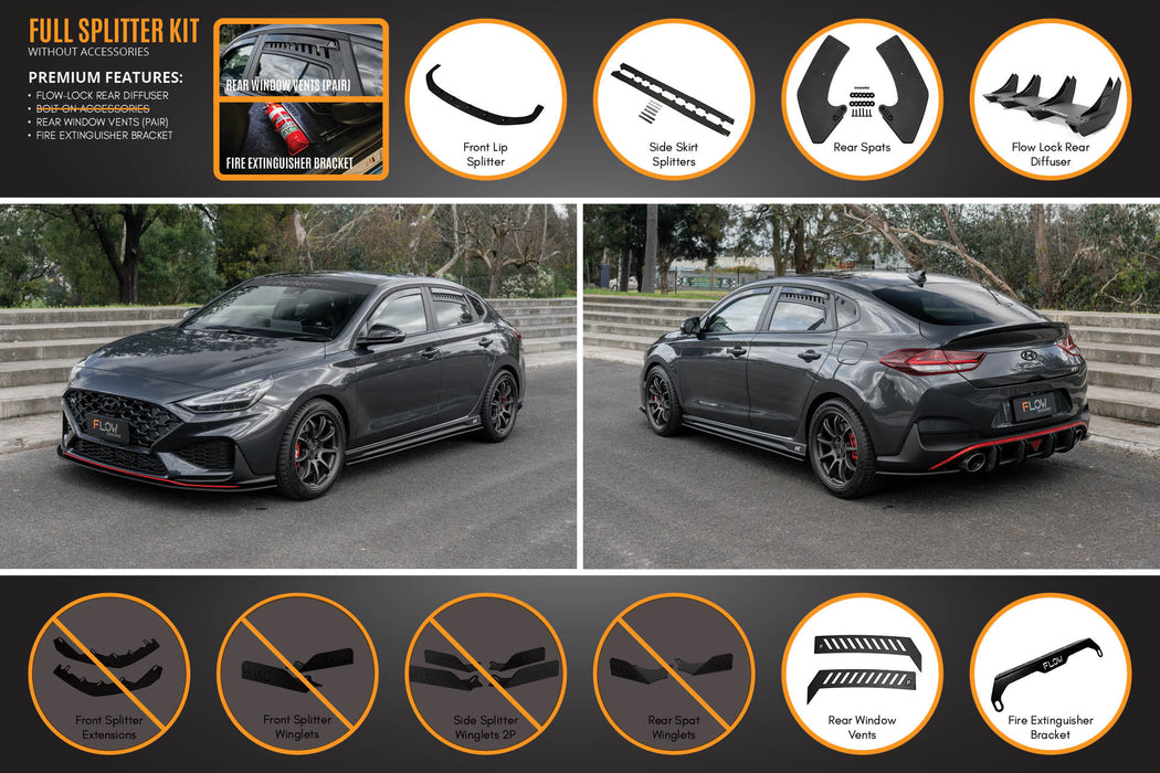 i30N Fastback PD FL 2022+ Full Lip Splitter Set-Flow Designs
