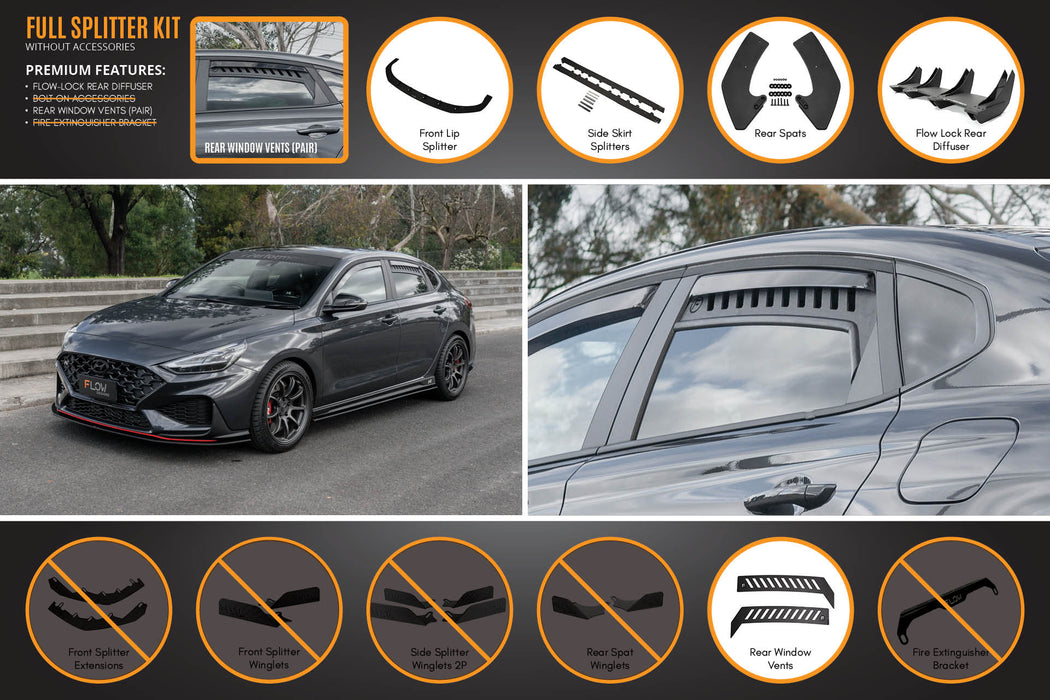 i30N Fastback PD FL 2022+ Full Lip Splitter Set-Flow Designs